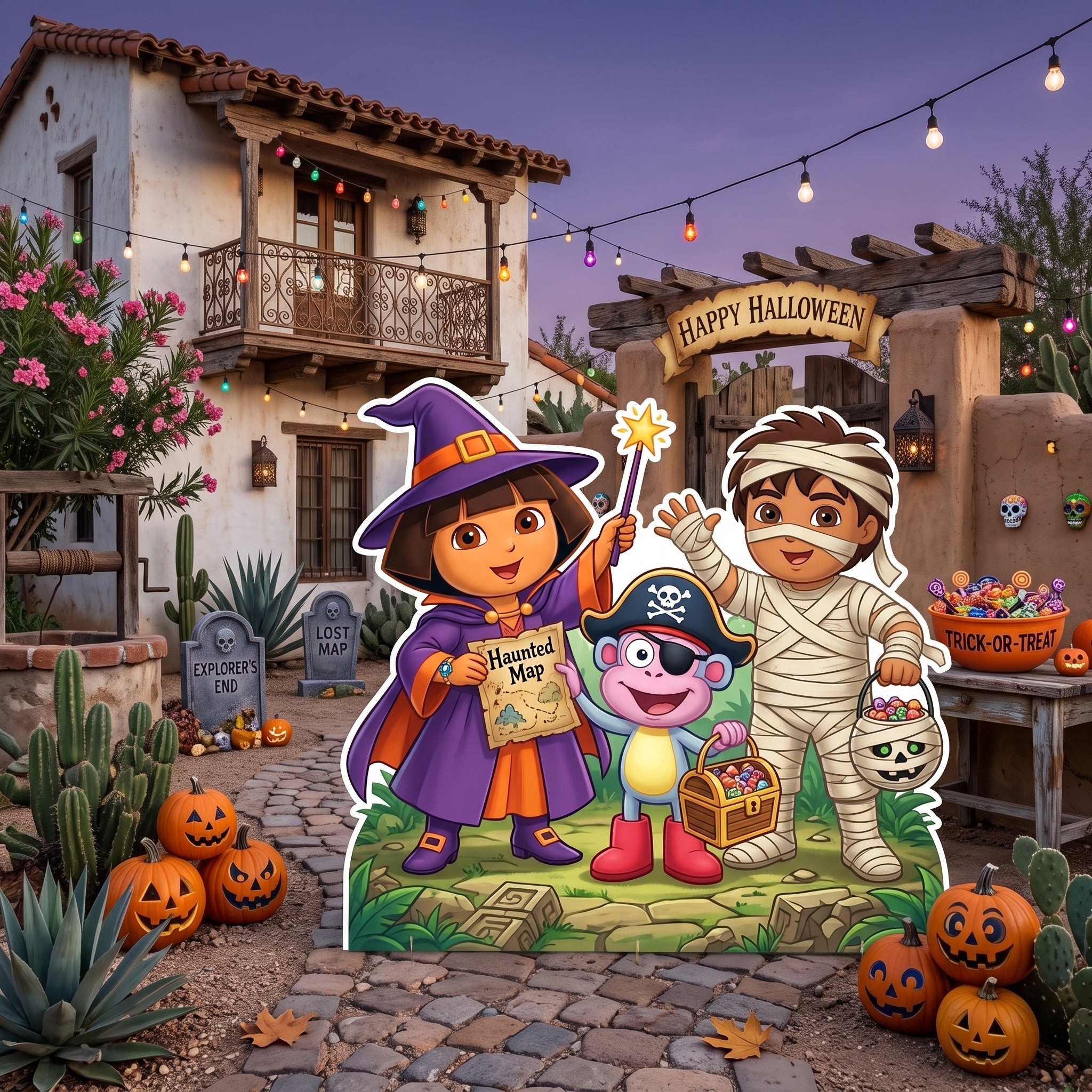 Life Size Dora the Explorer Halloween Character Premium Freestanding Cutouts Yard Sign Decor Party Prop