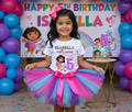 Dora the Explorer Tutu Set Girls Personalized Custom Hot Pink Blue Purple Tutu Outfit Dress Theme Cake Smash Birthday Party