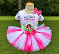 Dora the Explorer Tutu Set Girls Personalized Custom Hot Pink White Pink Tutu Outfit Dress Theme Cake Smash Birthday Party