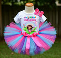 Dora the Explorer Tutu Set Girls Personalized Custom Hot Pink Blue Purple Tutu Outfit Dress Theme Cake Smash Birthday Party