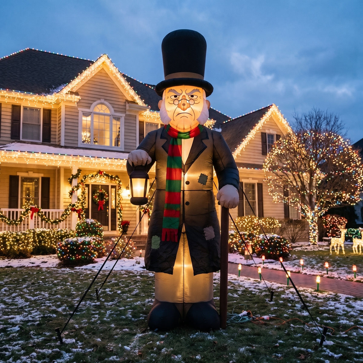 10-Foot Giant Outdoor Christmas Carol Ebenezer Scrooge Inflatable with LED Illumination Christmas Blow Up Yard Decor