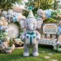 5' Safari Elephant with Birthday Hat and Present Yard Birthday Inflatable Blow Up Decor Prop