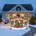 Life Size Happy Little Elves Character Premium Freestanding Christmas Cutouts Yard Sign Decor Party Prop