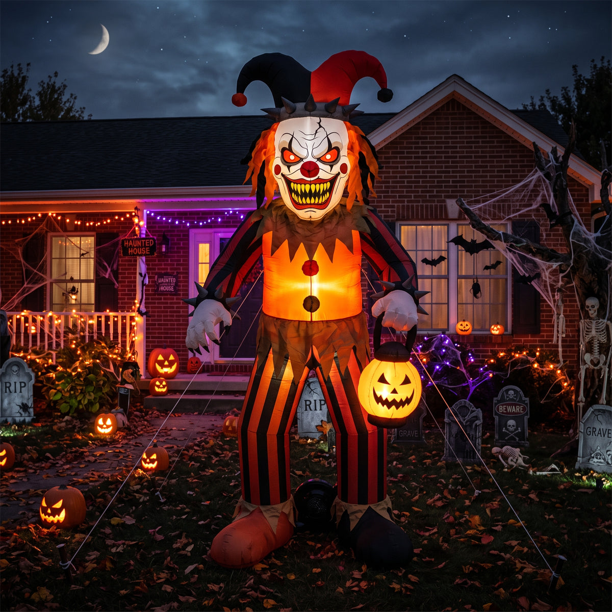 6' Freak Show Twisted Carnival Evil Clown Yard Halloween Inflatable Blow Up Decor Prop