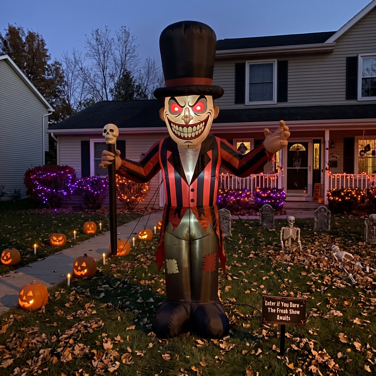 6' Freak Show Twisted Carnival Creepy Ring Master Yard Halloween Inflatable Blow Up Decor Prop