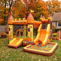 Play Bounce House Jumping Playhouse area with Slide and Ball Pit Fall Harvest Castle Theme