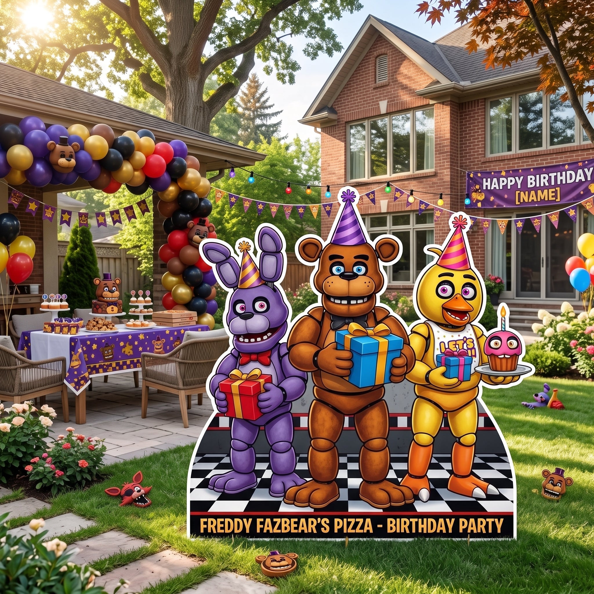 Life Size FNAF Five Nights at Freddy's Character Premium Freestanding Cutouts Yard Sign Decor Party Prop