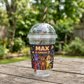 (Pack of 6) FNAF Five Nights at Freddy's Custom Personalized Birthday Party 16 oz Cups with Dome Lids & Straws