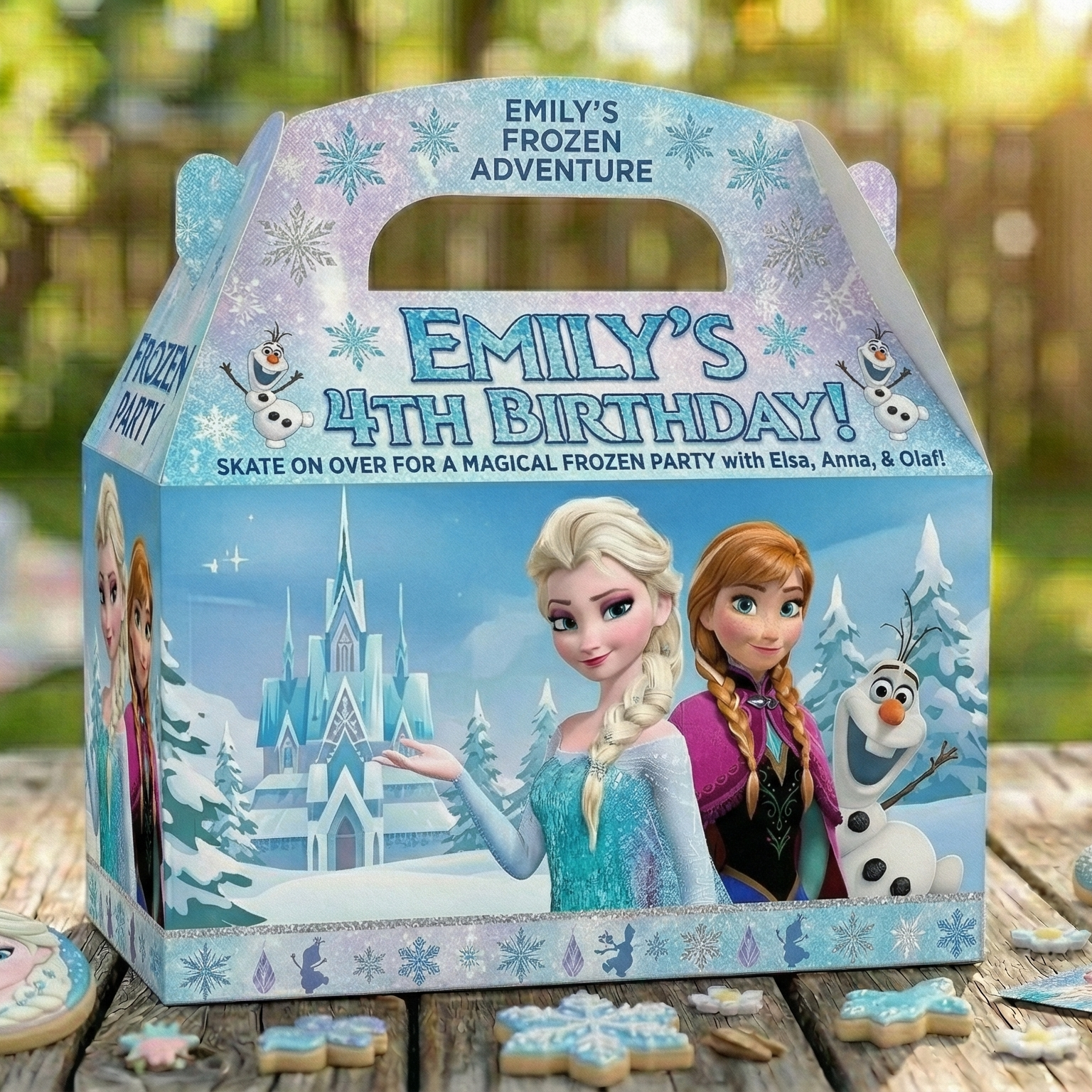 (Pack of 6) Frozen Princess Anna Elsa Custom Personalized Birthday Party Favor Gable Treat Boxes