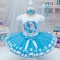 Elsa Princess Snow Frozen Tutu Set Girls Personalized Custom Blue Light Blue Ribbon Sewn Trim Tutu Outfit Dress Theme Cake Smash Birthday Party