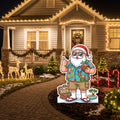 Life Size Funny Santa Claus on Vacation Character Premium Freestanding Christmas Cutouts Yard Sign Decor Party Prop