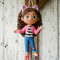 Premium Handmade 30-Inch Gabby's Dollhouse Character Pull-String Piñata Table Decor Party Centerpiece