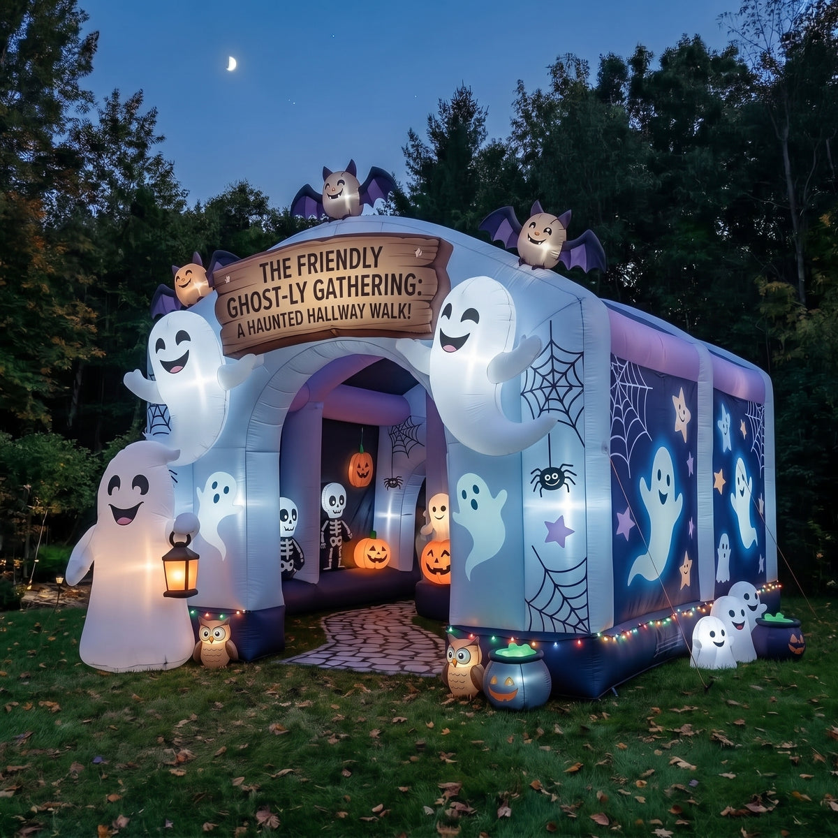 Ghostly Gathering Theme Premium 10' x 10' Halloween Haunted House Inflatable Blow Up Walk-Through Archway Experience Decor Prop