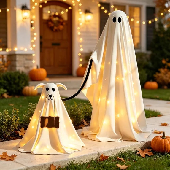 2.1' Fabric Ghost walking fabric Ghost Dog Halloween Home Decor Accent Yard Prop
