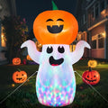 5' Ghost with Pumpkin on its Head Rotating Lights Yard Halloween Inflatable Blow Up Decor Prop