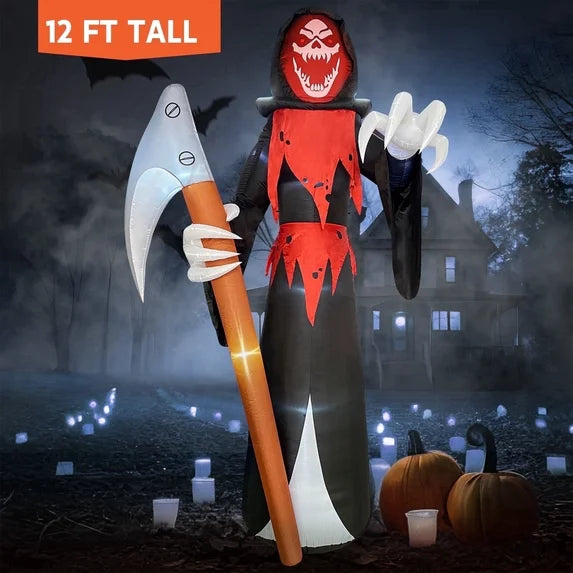 12' Giant Long Grim Reaper Yard Halloween Inflatable Blow Up Decor Prop