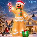 14-Foot Giant Outdoor Gingerbread Man Inflatable with LED Illumination Christmas Blow Up Yard Decor