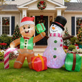 6-Foot Giant Outdoor Gingerbread Man and Snowman Inflatable with LED Illumination Christmas Blow Up Yard Decor