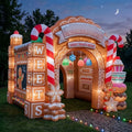 Gingerbread Bakery Theme Premium 10' x 10' Christmas House Inflatable Blow Up Walk-Through Archway Experience Decor Prop