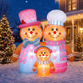 6-Foot Giant Outdoor Gingerbread Family Inflatable with LED Illumination Christmas Blow Up Yard Decor