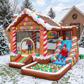 Play Bounce House Jumping Playhouse area with Slide and Ball Pit Christmas Gingerbread House Theme