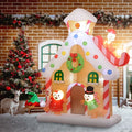 7' Gingerbread House with Gingerbread People Yard Christmas Inflatable Blow Up Decor Prop