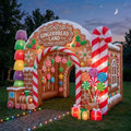 Gingerbread Land Theme Premium 10' x 10' Christmas House Inflatable Blow Up Walk-Through Archway Experience Decor Prop