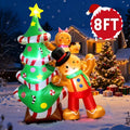 8' Gingerbread Man & Girl with Tree Yard Christmas Inflatable Blow Up Decor Prop