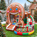 Play Bounce House Jumping Playhouse area with Slide and Ball Pit Christmas Gingerbread Man's Head Castle Theme