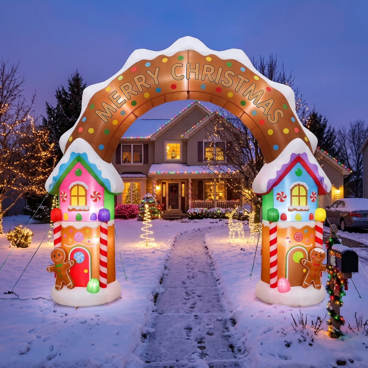 10-Foot Giant Outdoor Illuminated Walkthrough The Gingerbread Village Inflatable Archway Christmas Decor