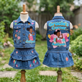 Personalized Custom Name Gracie's Corner Denim Vest & Skirt Set Birthday Party Cake Smash Gift