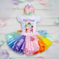 Gracie's Corner and Cece Tutu Set Girls Personalized Custom Rainbow Ribbon Sewn Trim Tutu Outfit Dress Theme Cake Smash Birthday Party