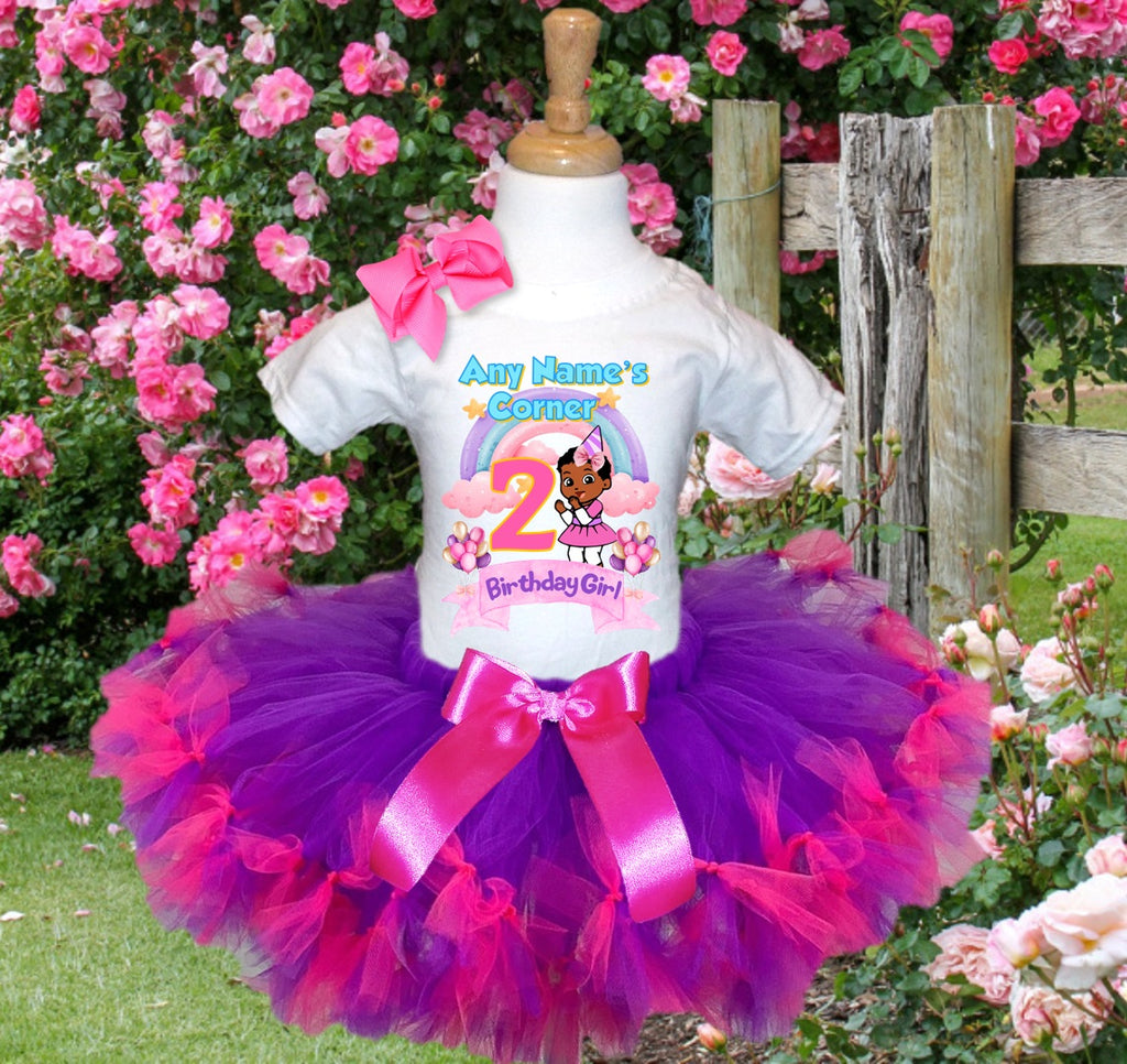 Gracie's Corner Cece Tutu Set Girls Personalized Custom Purple Hot Pink Knots Tutu Outfit Dress Theme Cake Smash Birthday Party