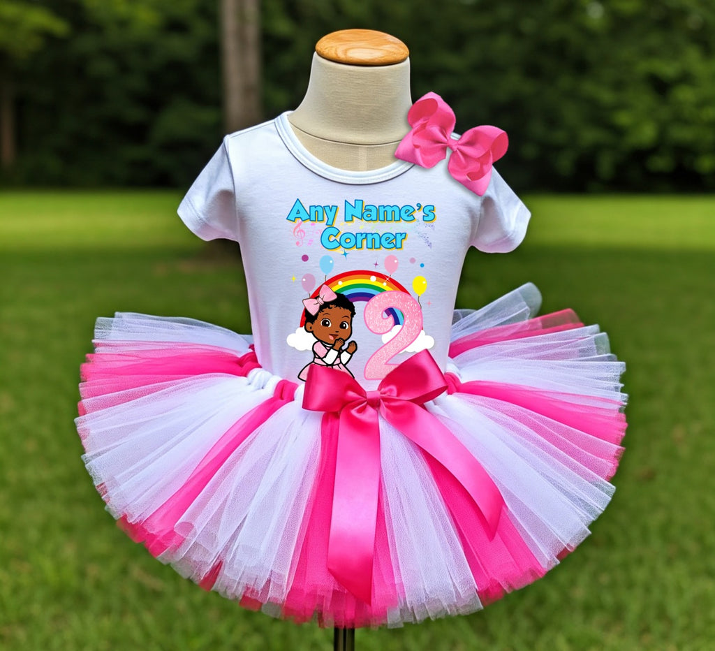 Gracie's Corner Baby Cece Tutu Set Girls Personalized Custom Hot Pink White Pink Tutu Outfit Dress Theme Cake Smash Birthday Party