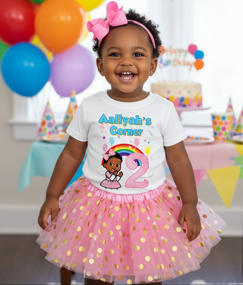 Gracie's Corner Baby Cece Tutu Set Girls Personalized Custom Pink Gold Polka Dots Tutu Outfit Dress Theme Cake Smash Birthday Party
