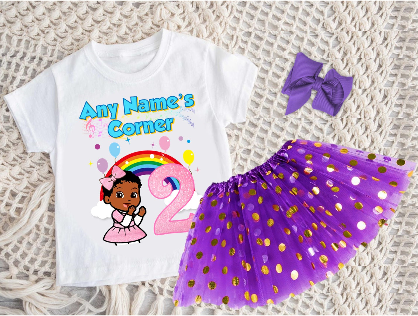 Gracie's Corner Baby Cece Tutu Set Girls Personalized Custom Purple Gold Polka Dots Tutu Outfit Dress Theme Cake Smash Birthday Party