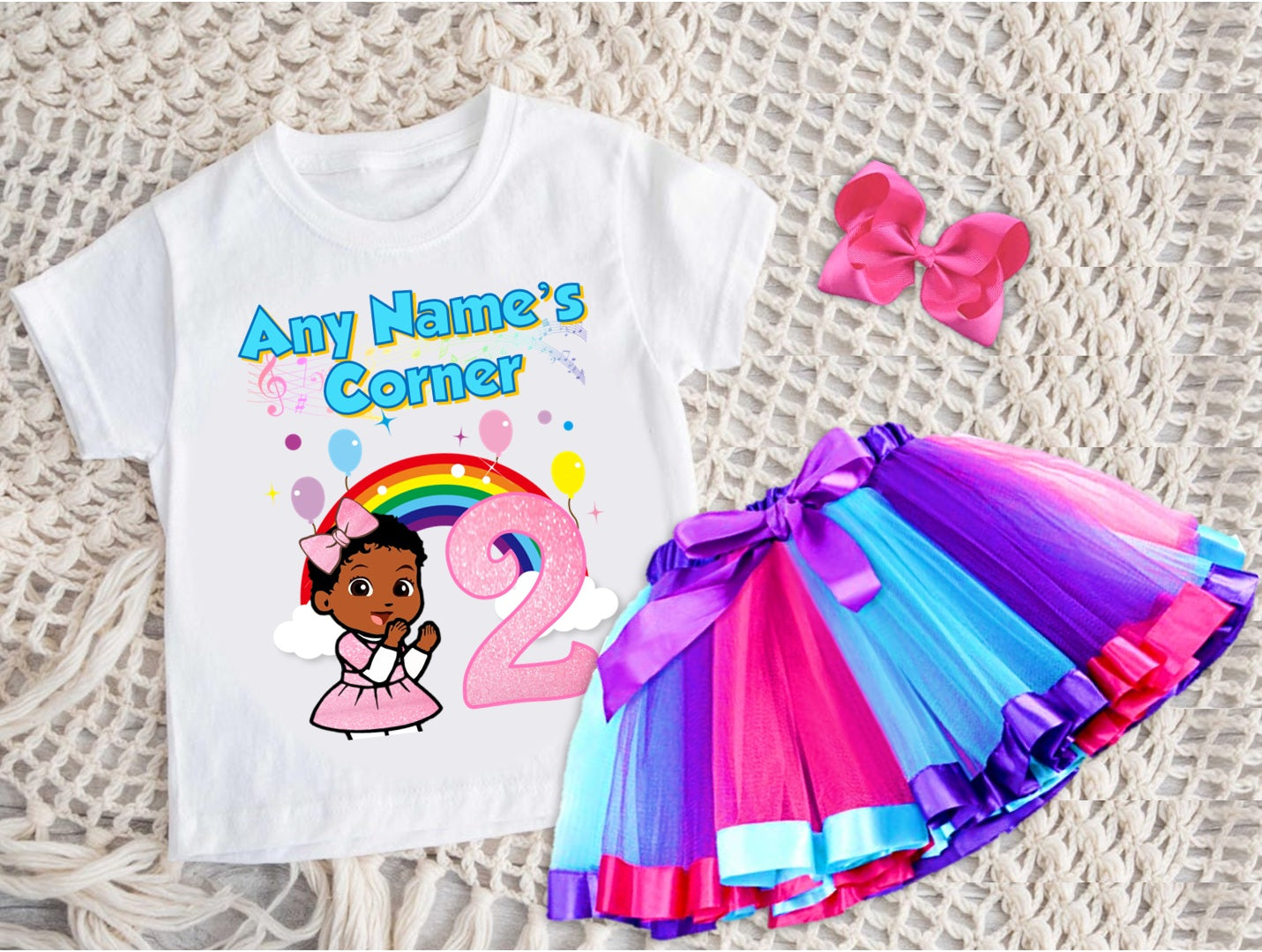 Gracie's Corner Baby Cece Tutu Set Girls Personalized Custom Hot Pink Blue Purple Ribbon Tutu Outfit Dress Theme Cake Smash Birthday Party
