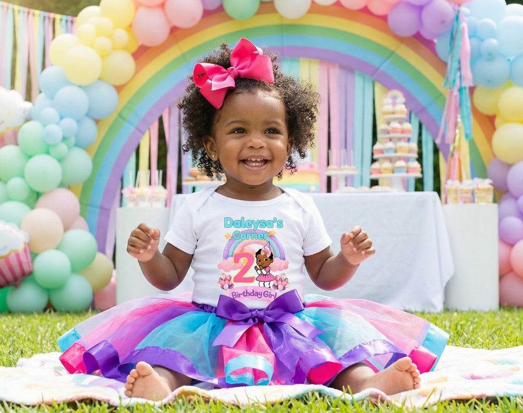 Gracie's Corner Cece Tutu Set Girls Personalized Custom Hot Pink Blue Purple Ribbon Tutu Outfit Dress Theme Cake Smash Birthday Party