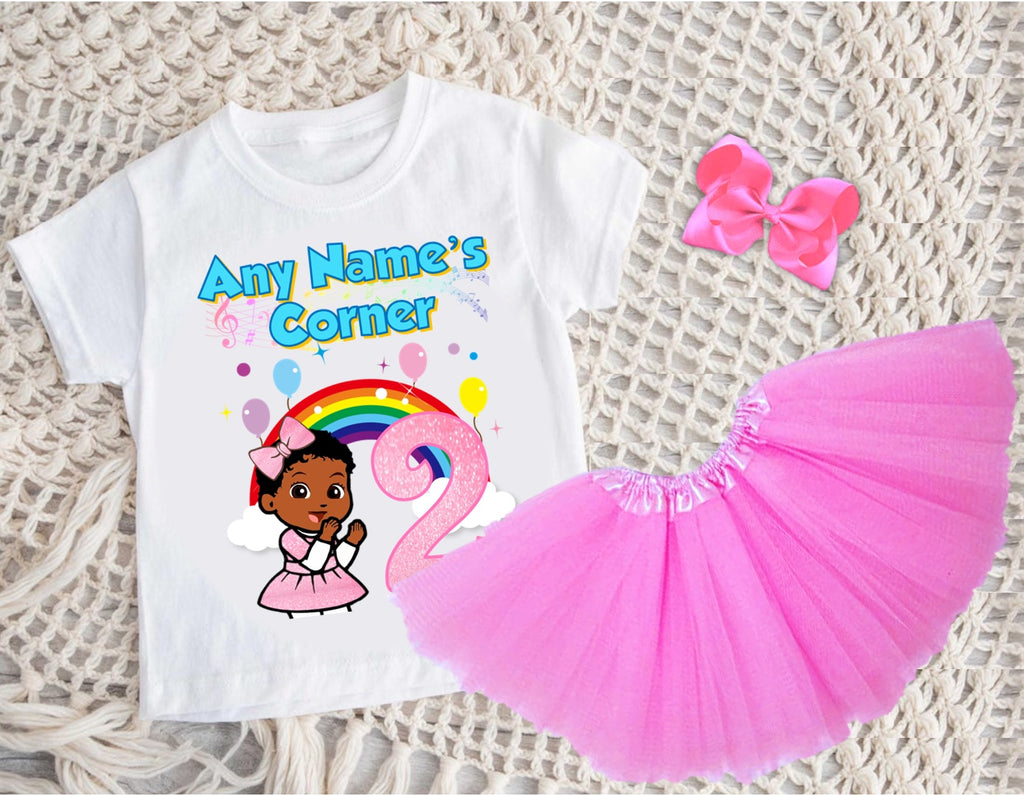 Gracie's Corner Baby Cece Tutu Set Girls Personalized Custom Pink 3 Layer Tutu Outfit Dress Theme Cake Smash Birthday Party