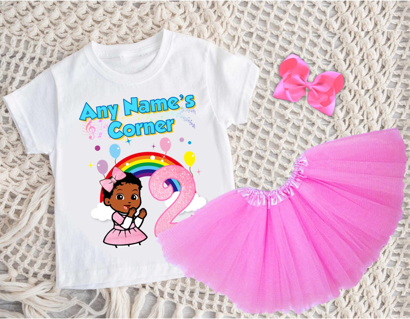 Gracie's Corner Baby Cece Tutu Set Girls Personalized Custom Pink 3 Layer Tutu Outfit Dress Theme Cake Smash Birthday Party