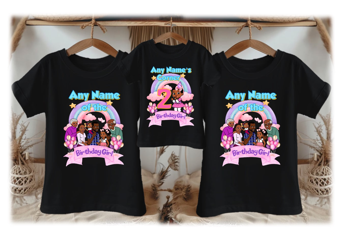 Gracie's Corner Cece Personalized Custom Black Family T-Shirt or Onesie Pack Theme Cake Smash Birthday Party