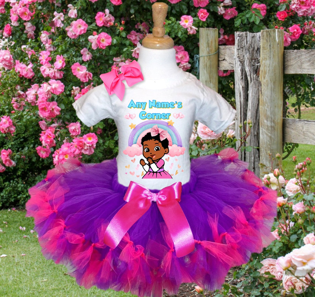 Gracie's Corner Cece Tutu Set Girls Personalized Custom Purple Hot Pink Knots Tutu Outfit Dress Theme Cake Smash Party