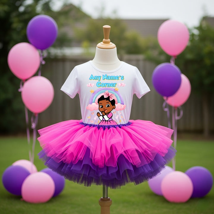 Gracie's Corner Cece Tutu Set Girls Personalized Custom Hot Pink Purple Tutu Outfit Dress Theme Cake Smash Party