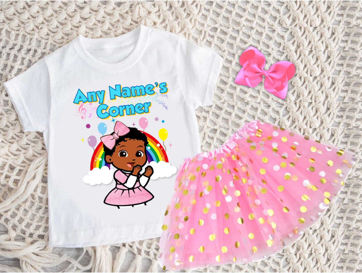 Gracie's Corner Baby Cece Tutu Set Girls Personalized Custom Pink Gold Polka Dots Tutu Outfit Dress Theme Cake Smash Party