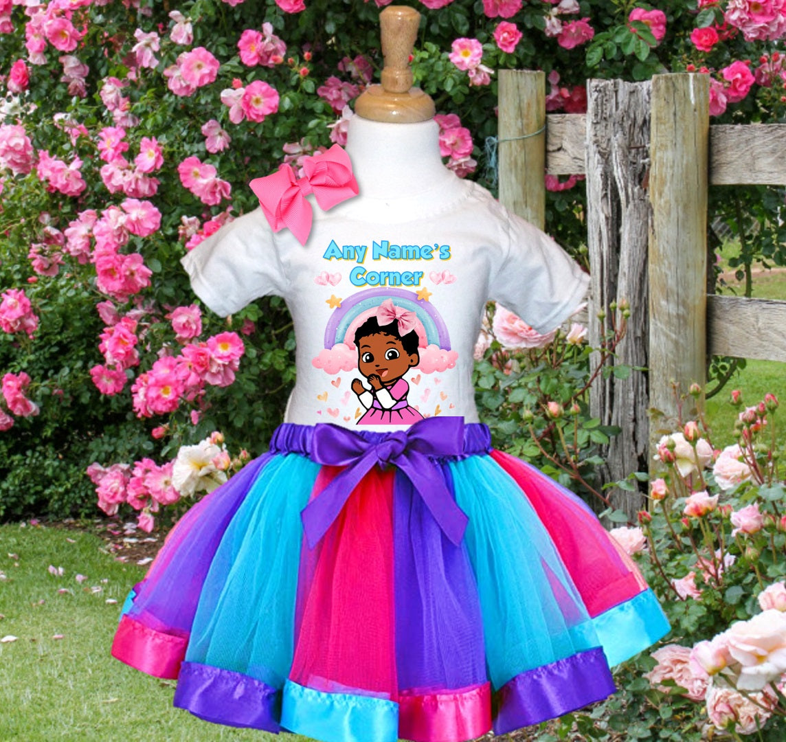 Gracie's Corner Cece Tutu Set Girls Personalized Custom Hot Pink Blue Purple Ribbon Tutu Outfit Dress Theme Cake Smash Party