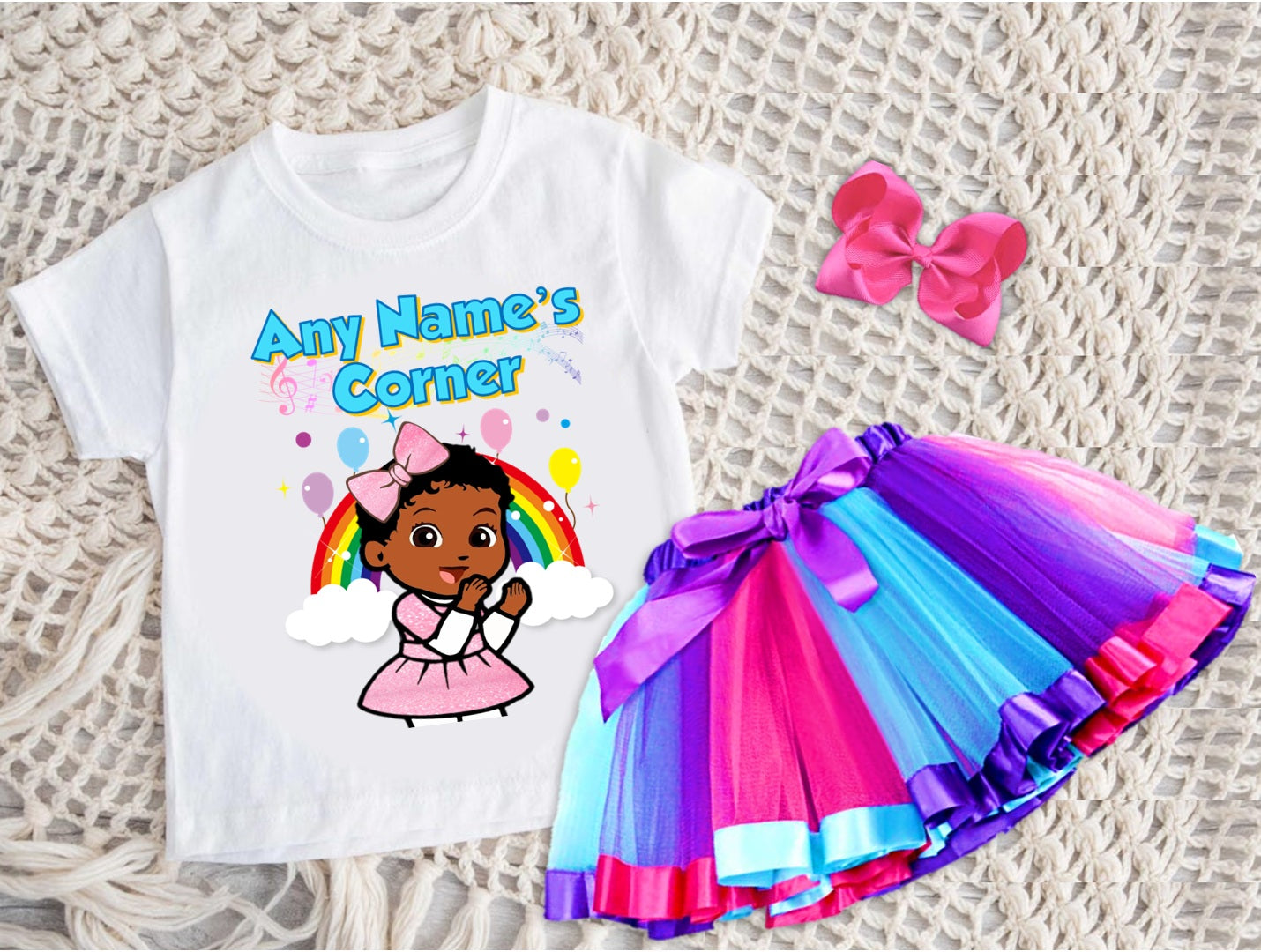 Gracie's Corner Baby Cece Tutu Set Girls Personalized Custom Hot Pink Blue Purple Ribbon Tutu Outfit Dress Theme Cake Smash Party