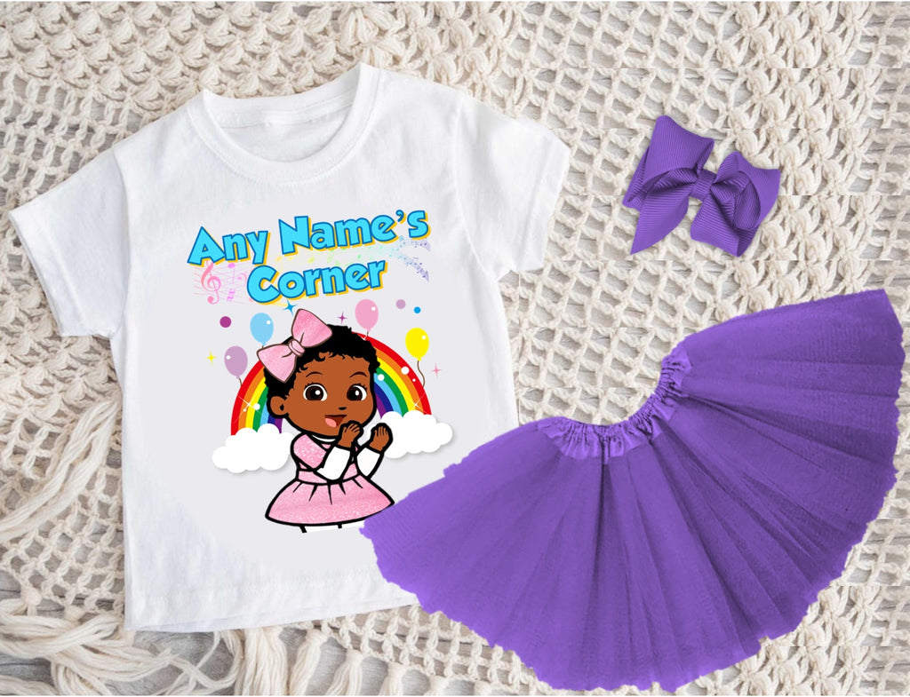 Gracie's Corner Baby Cece Tutu Set Girls Personalized Custom Purple 3 Layer Tutu Outfit Dress Theme Cake Smash Party
