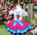 Gracie's Corner Cece Tutu Set Girls Personalized Custom Hot Pink Blue Purple Ribbon Trim Tutu Outfit Dress Theme Cake Smash Party