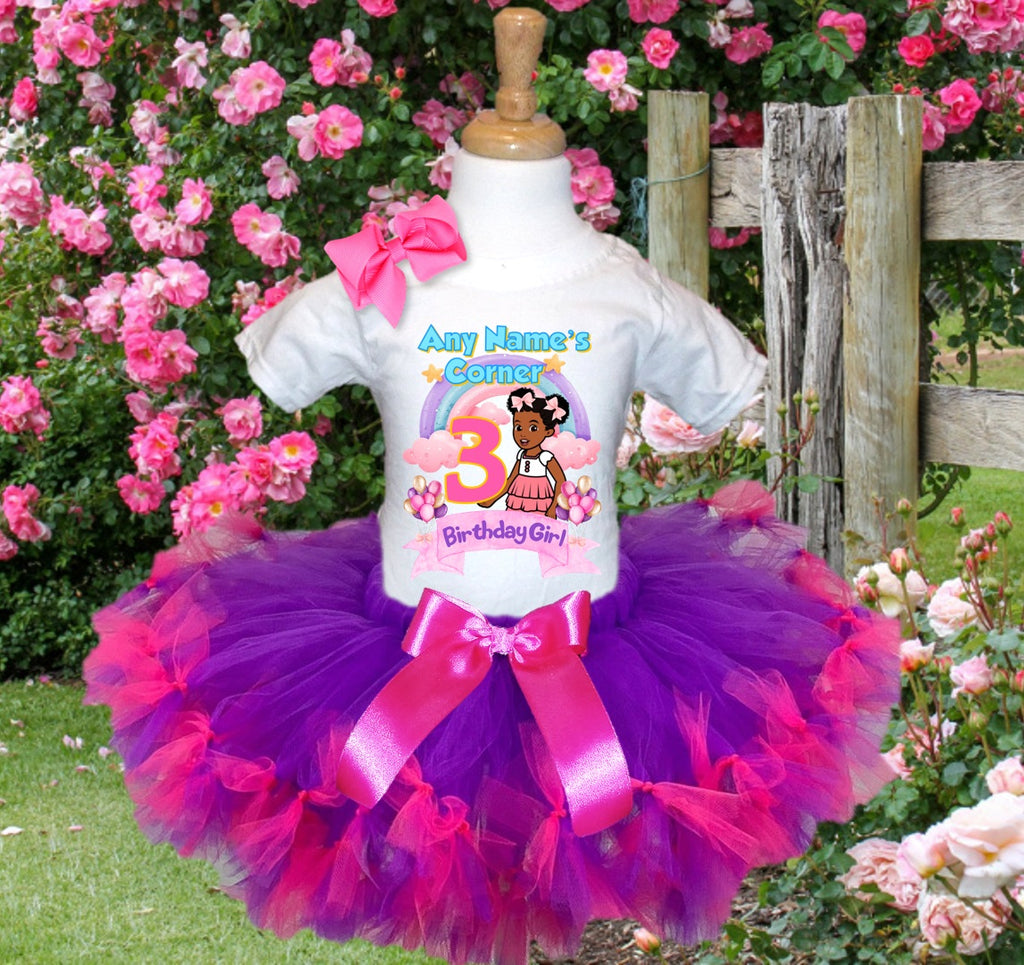 Gracie's Corner Tutu Set Girls Personalized Custom Purple Hot Pink Knots Tutu Outfit Dress Theme Cake Smash Birthday Party