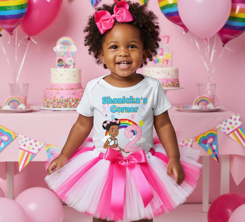 Gracie's Corner Pink Bow Tutu Set Girls Personalized Custom Hot Pink White Pink Tutu Outfit Dress Theme Cake Smash Birthday Party